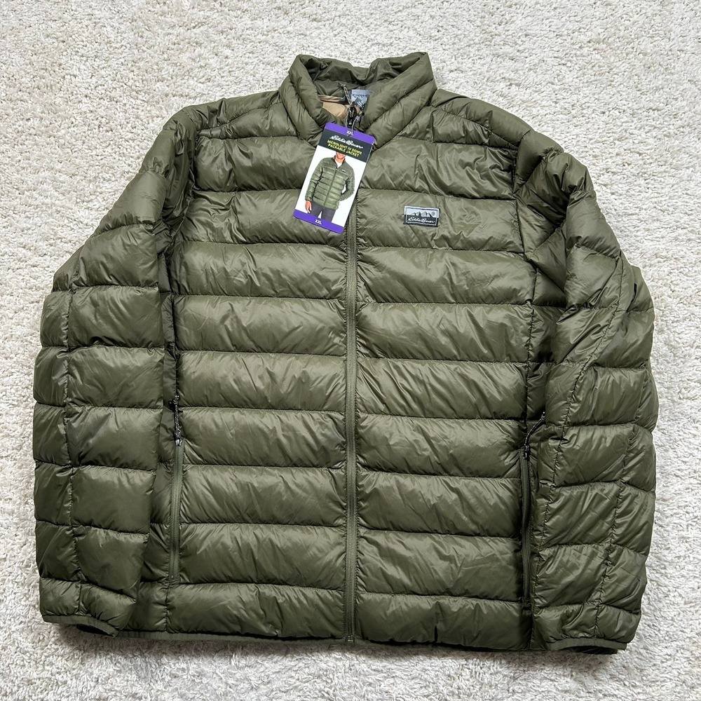 Eddie Bauer Microlight IV Down Packable Jacket XXL Olive Green 650 Puffer New